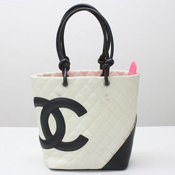 CHANEL シャネル カンボンライン コピー CH-BAG007  ミディアム トートバッグ ホワイト ブラック カーフ